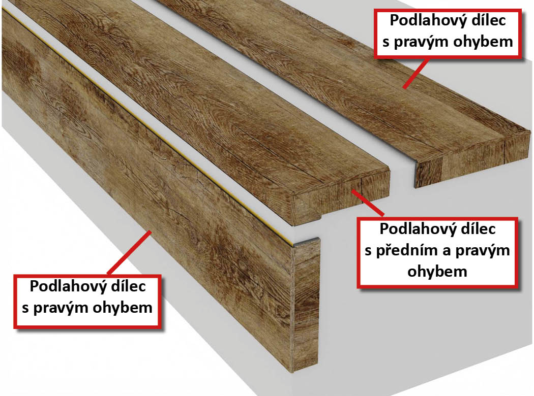 Schema schodu s bocnimi ohyby BUKOMA Dub Prirodni